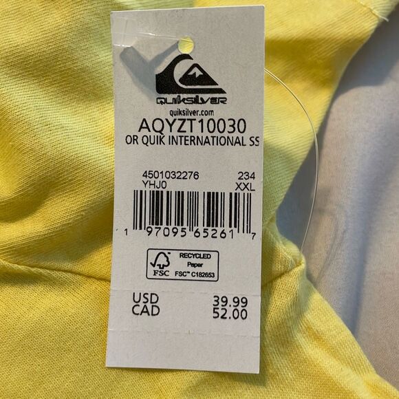 Quiksilver Quik International Short Sleeve Tee Yellow XXL - Picture 5 of 6